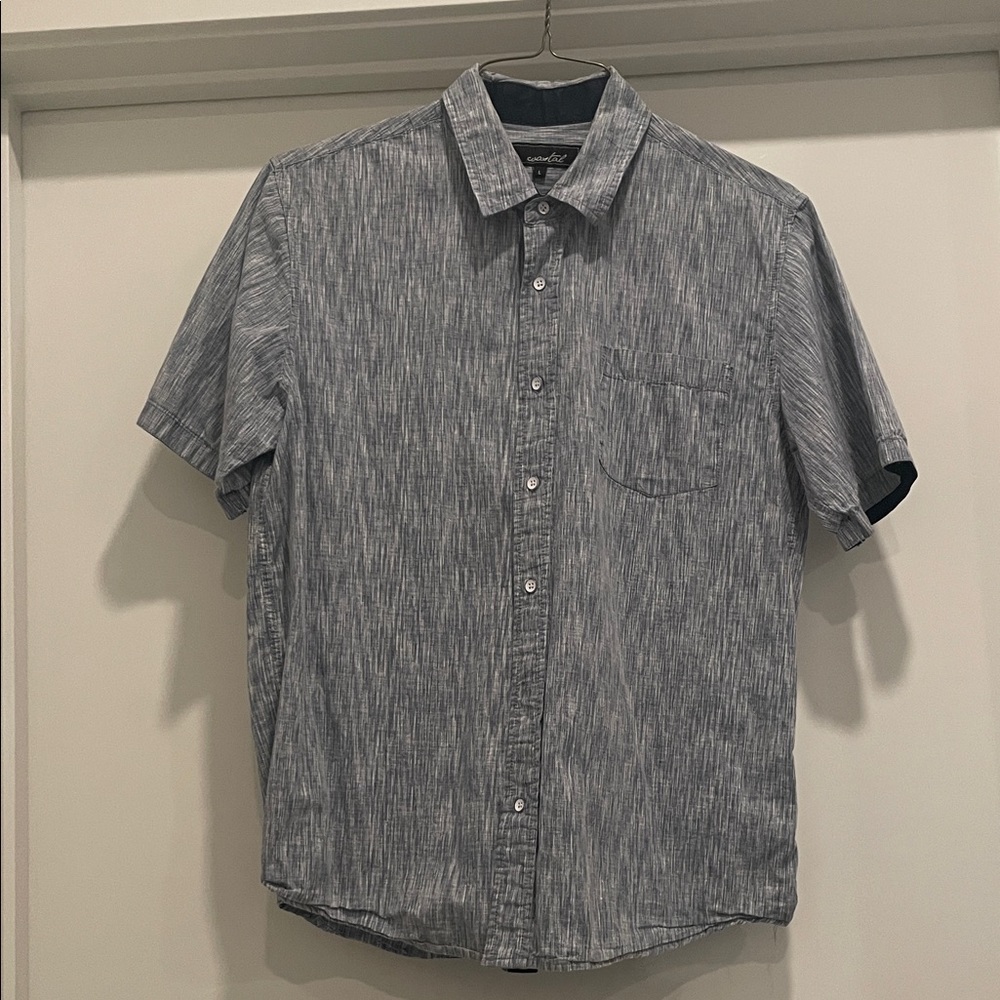 Men's Blue Patterned Casual Button Down Shirt